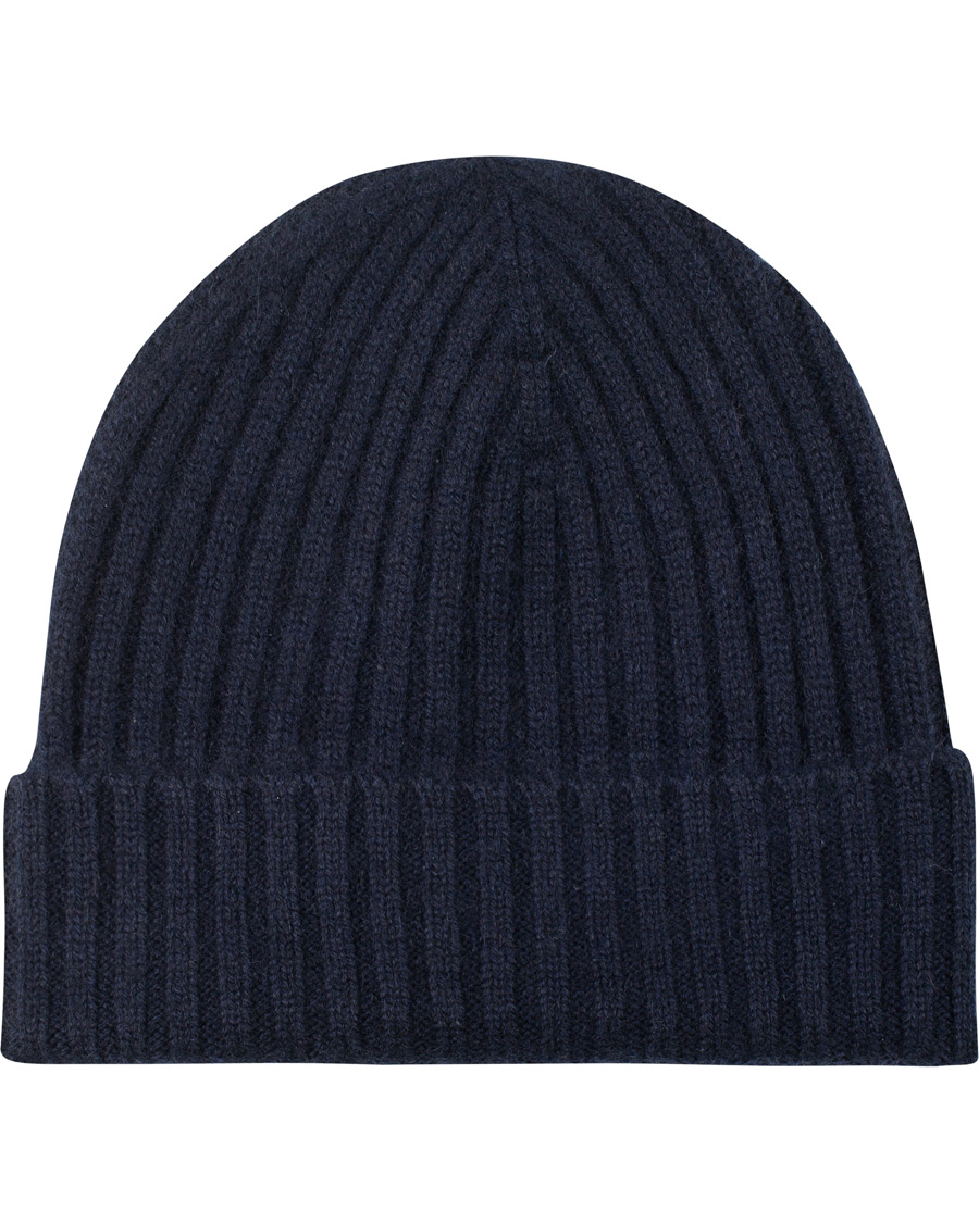 Herre | Amanda Christensen Rib Knitted Cashmere Cap Navy | Amanda Christensen | Rib Knitted Cashmere Cap Navy