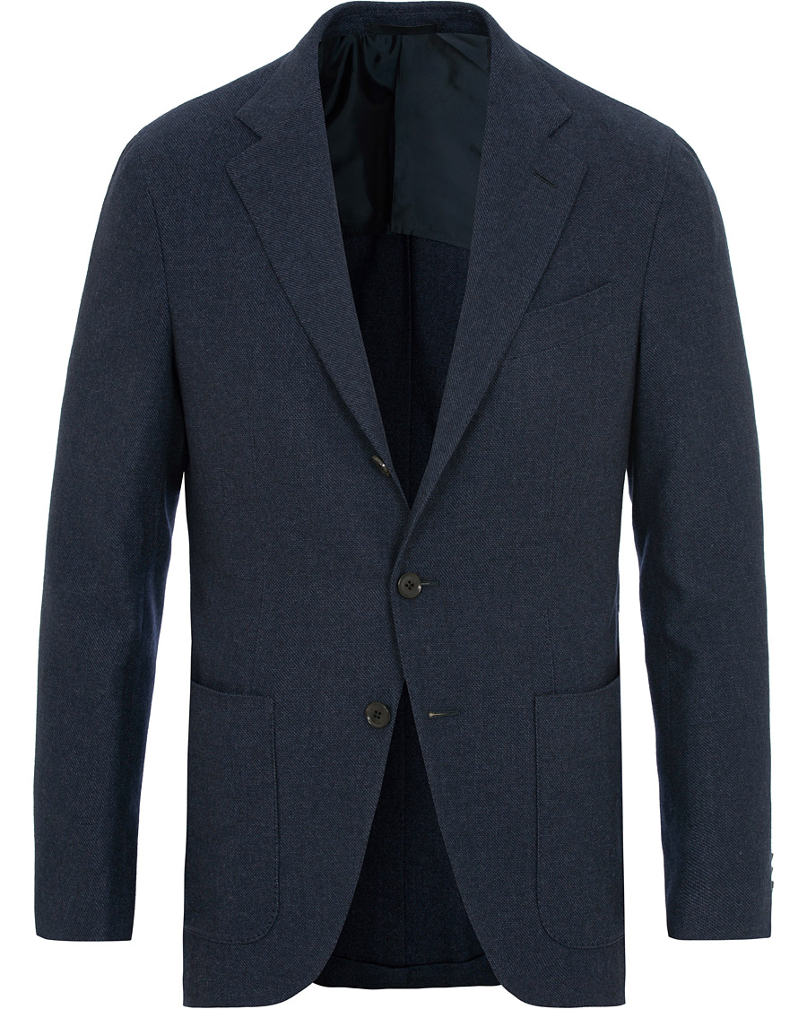 Herre | Dressjakker | Caruso | Aida Microstructure Melange Wool Blazer Dark Blue