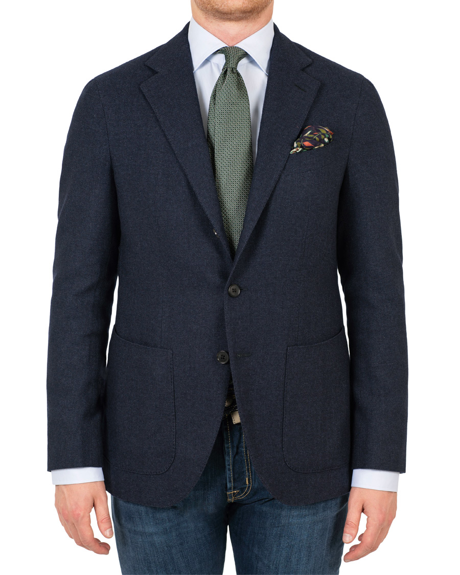 Herre | Dressjakker | Caruso | Aida Microstructure Melange Wool Blazer Dark Blue