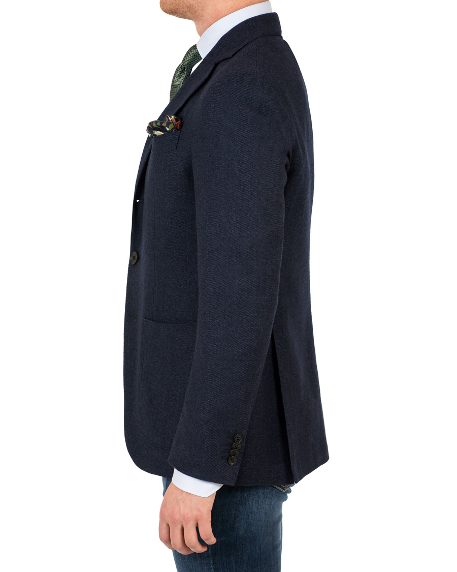 Herre | Dressjakker | Caruso | Aida Microstructure Melange Wool Blazer Dark Blue
