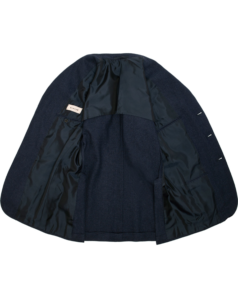 Herre | Dressjakker | Caruso | Aida Microstructure Melange Wool Blazer Dark Blue