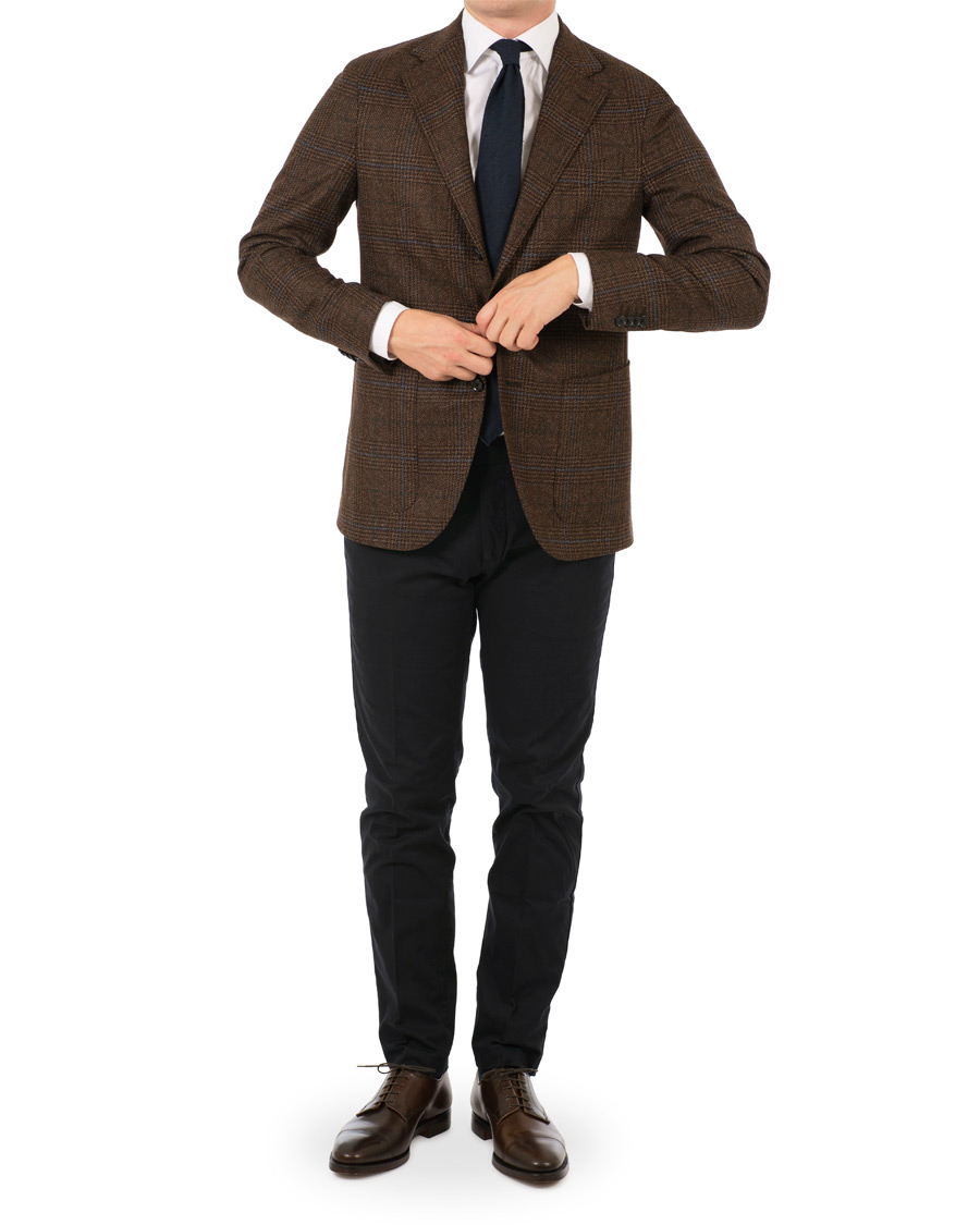 Herre | Dressjakker | Caruso | Aida Glencheck Wool Cashmere Blazer Dark Brown
