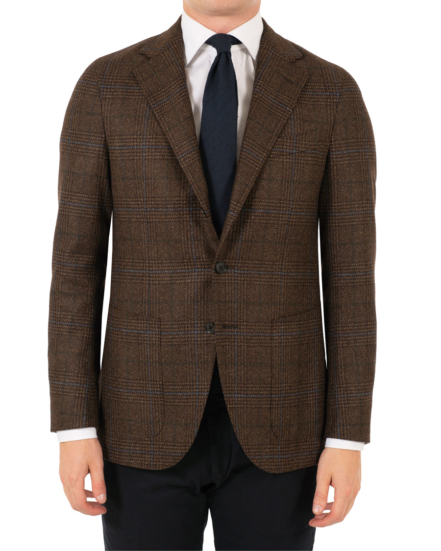 Herre | Dressjakker | Caruso | Aida Glencheck Wool Cashmere Blazer Dark Brown