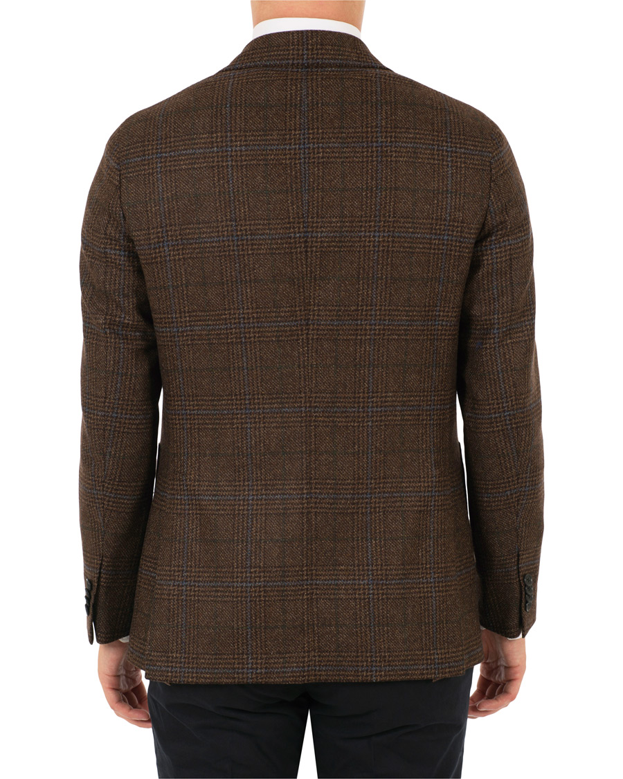 Herre | Dressjakker | Caruso | Aida Glencheck Wool Cashmere Blazer Dark Brown