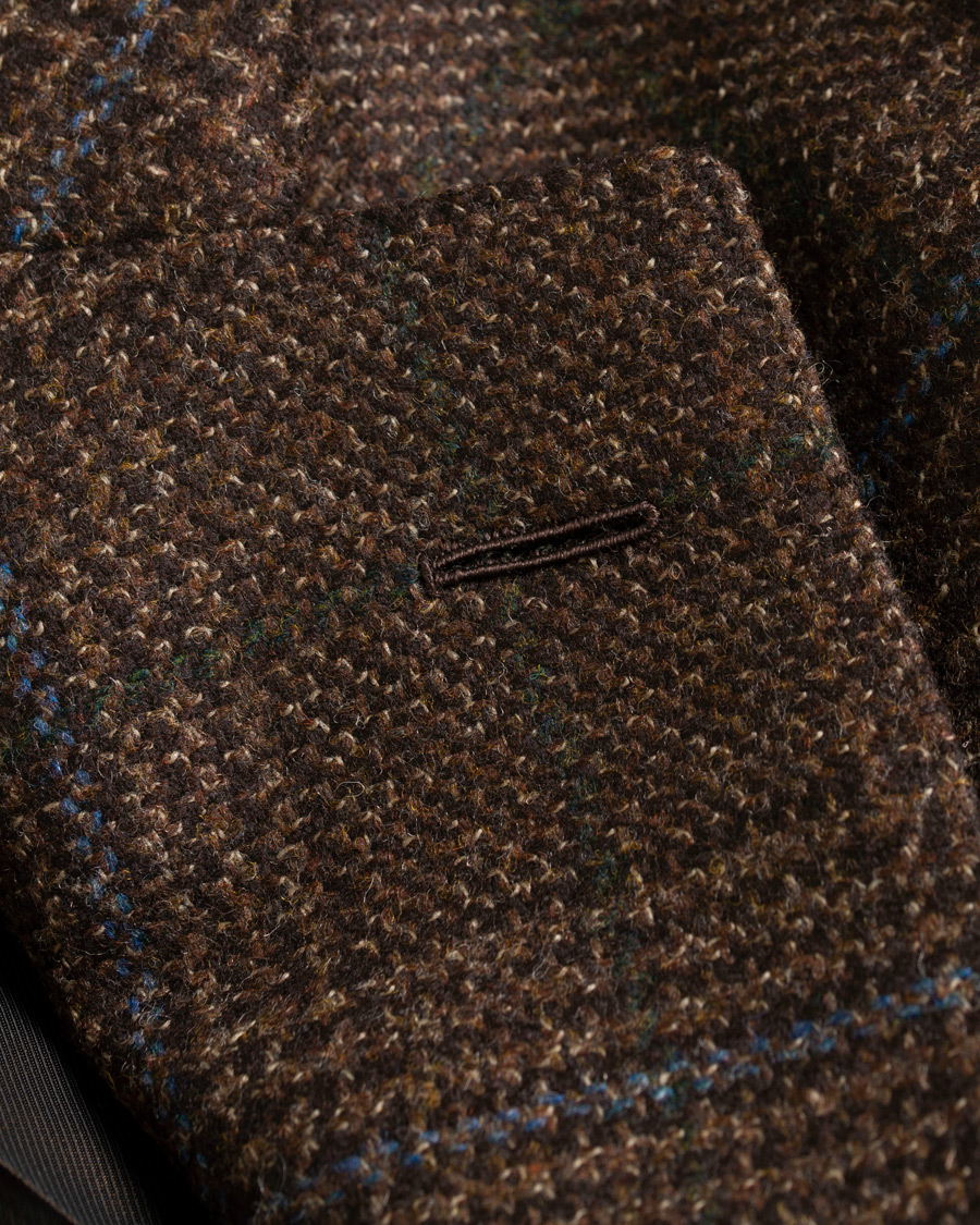 Herre | Dressjakker | Caruso | Aida Glencheck Wool Cashmere Blazer Dark Brown