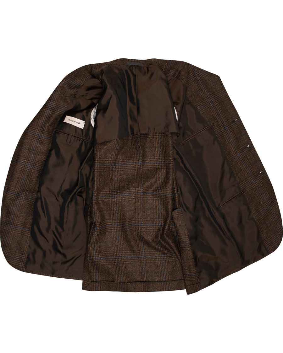 Herre | Dressjakker | Caruso | Aida Glencheck Wool Cashmere Blazer Dark Brown