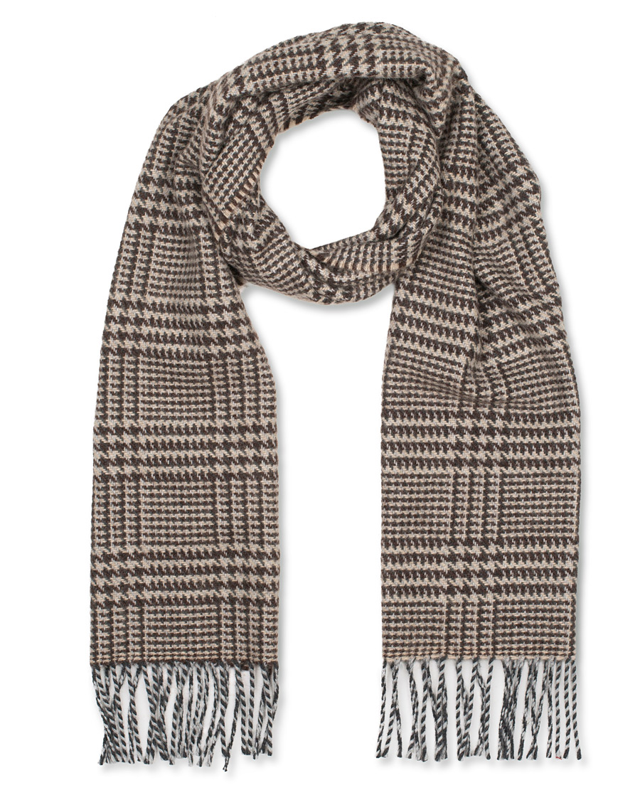 Herre | Drake's Lambswool/Angora Glencheck Scarf Brown | Drake's | Lambswool/Angora Glencheck Scarf Brown