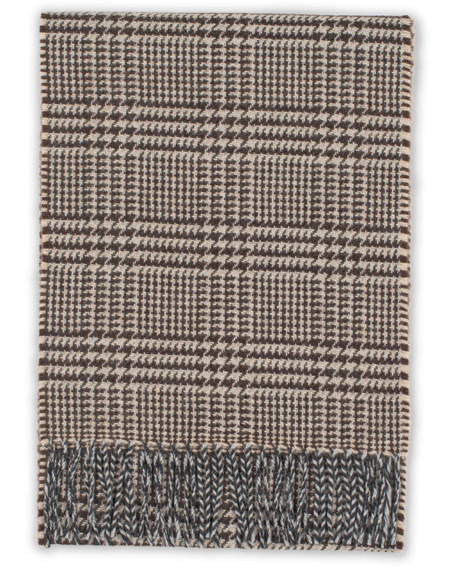 Herre | Drake's Lambswool/Angora Glencheck Scarf Brown | Drake's | Lambswool/Angora Glencheck Scarf Brown
