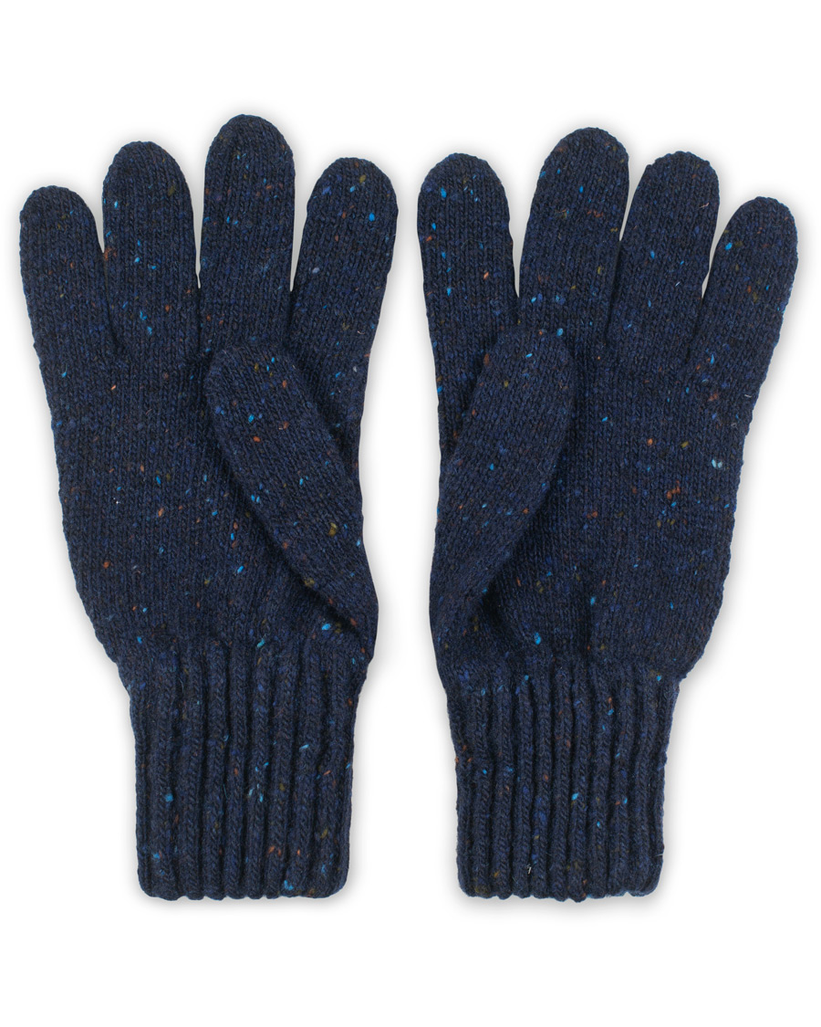 Herre | Drake's Merino Wool Donegal Gloves Navy | Drake's | Merino Wool Donegal Gloves Navy