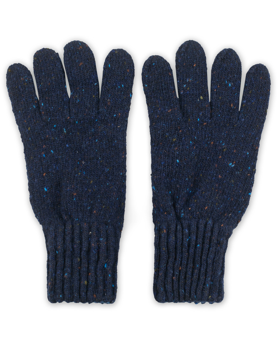 Herre | Drake's Merino Wool Donegal Gloves Navy | Drake's | Merino Wool Donegal Gloves Navy