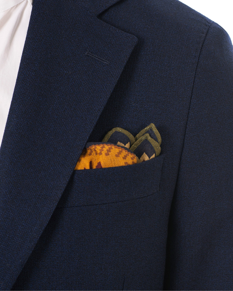 Herre | Drake's Wool/Silk Geometric Pocket Square Multi | Drake's | Wool/Silk Geometric Pocket Square Multi