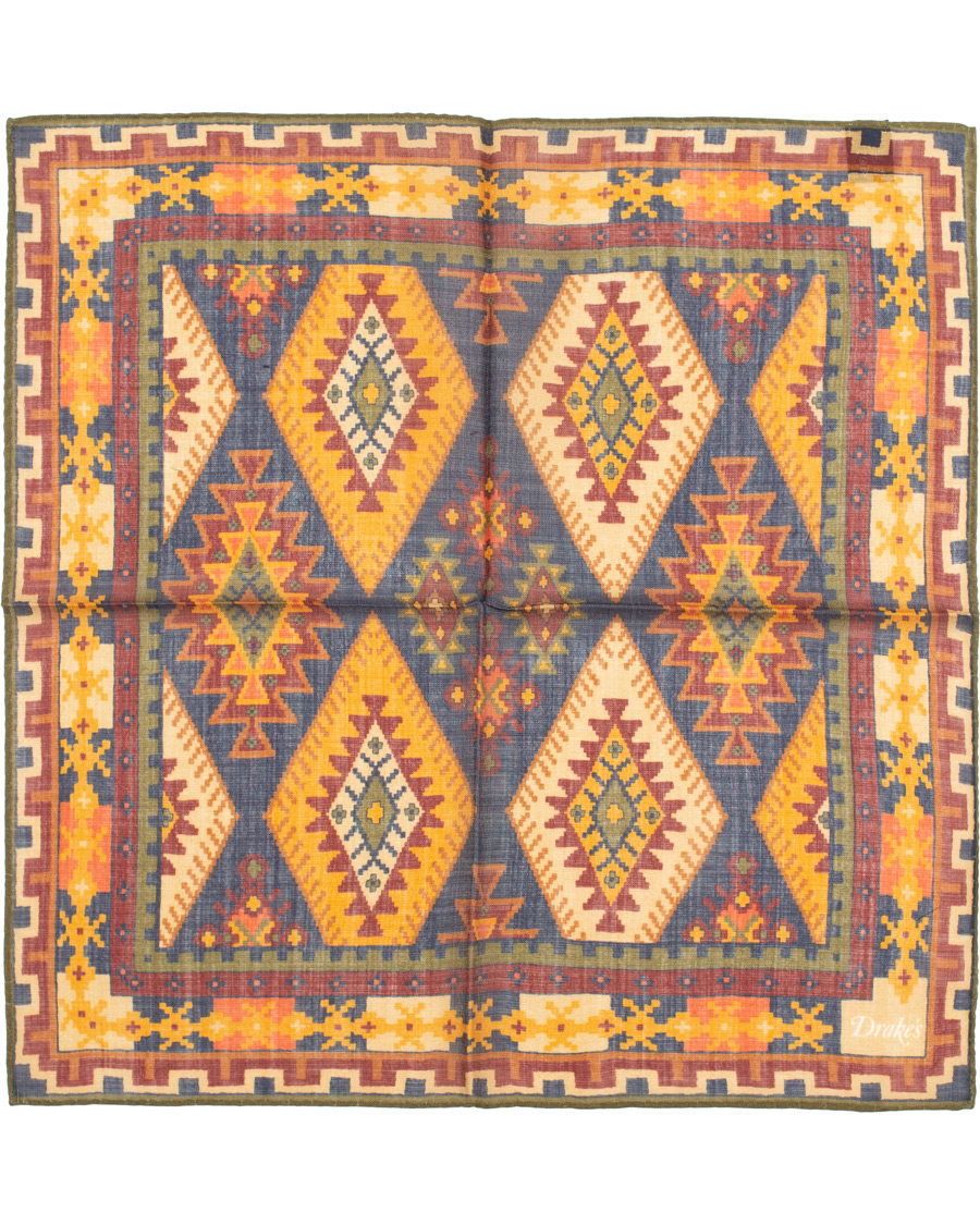 Herre | Drake's Wool/Silk Geometric Pocket Square Multi | Drake's | Wool/Silk Geometric Pocket Square Multi