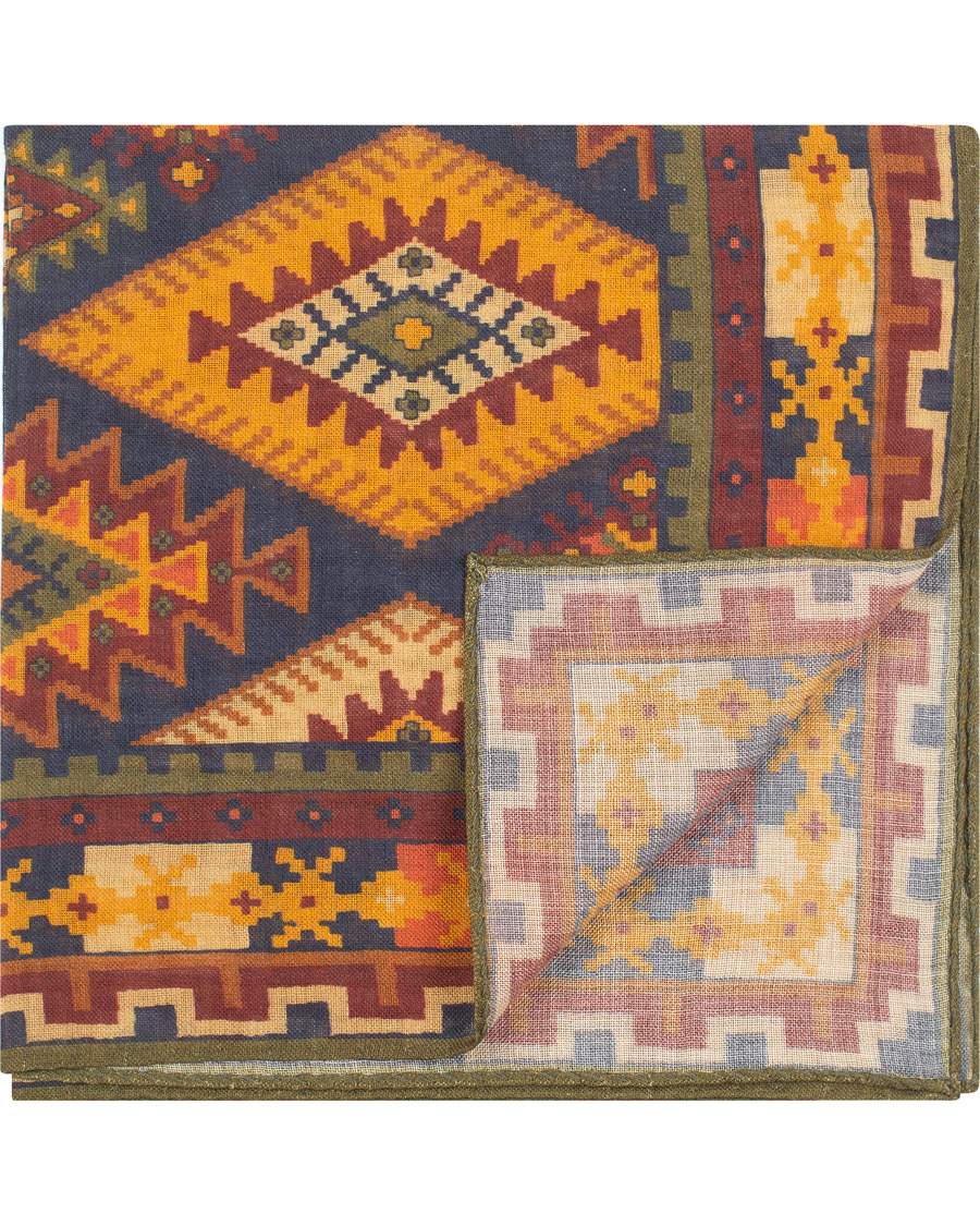 Herre | Drake's Wool/Silk Geometric Pocket Square Multi | Drake's | Wool/Silk Geometric Pocket Square Multi