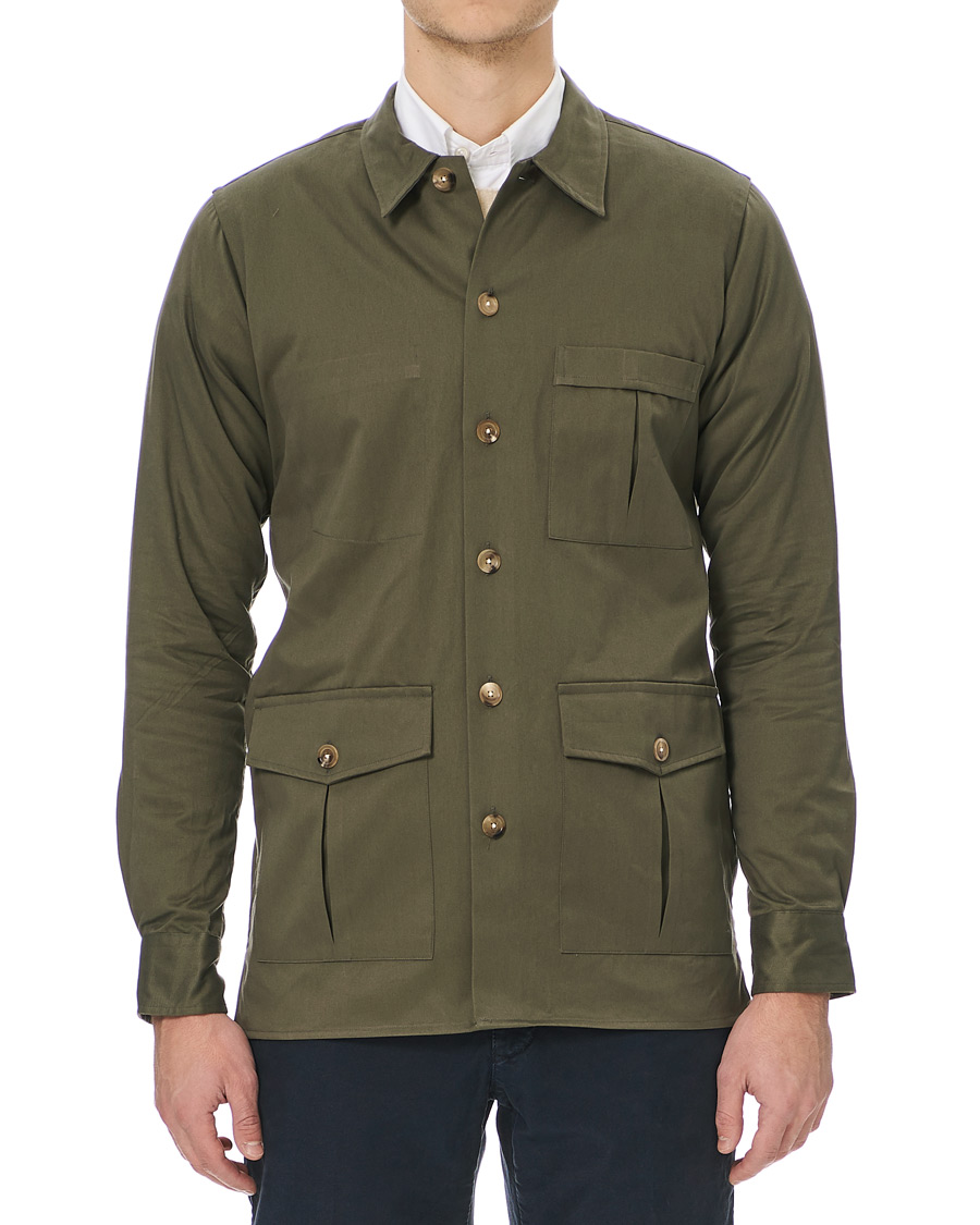 Herre | Skjorter | Drake's | 3 Pocket Shacket Khaki