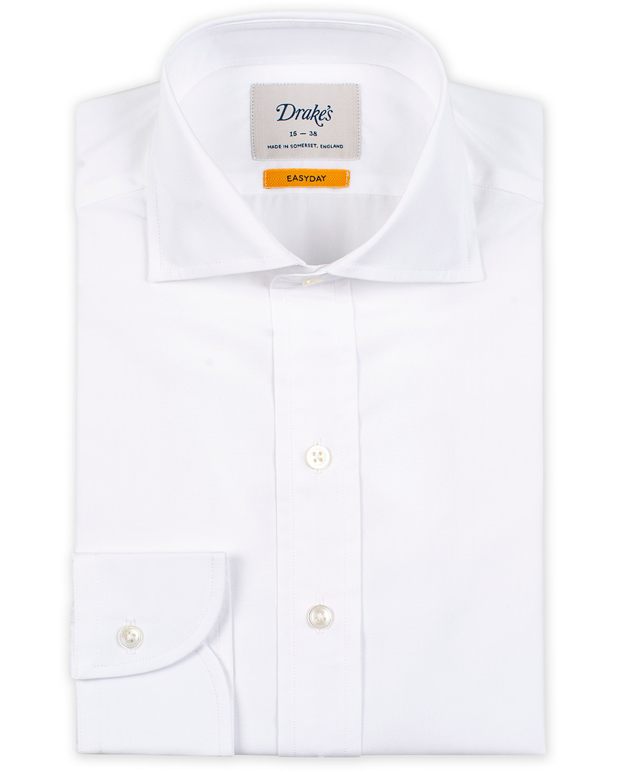 Herre | Skjorter | Drake's | Slim Fit Poplin Shirt White