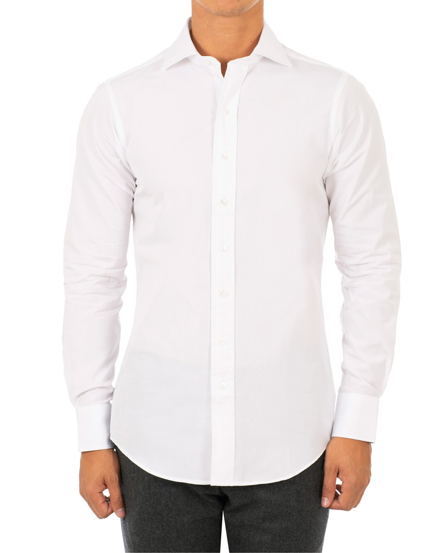 Herre | Skjorter | Drake's | Slim Fit Poplin Shirt White