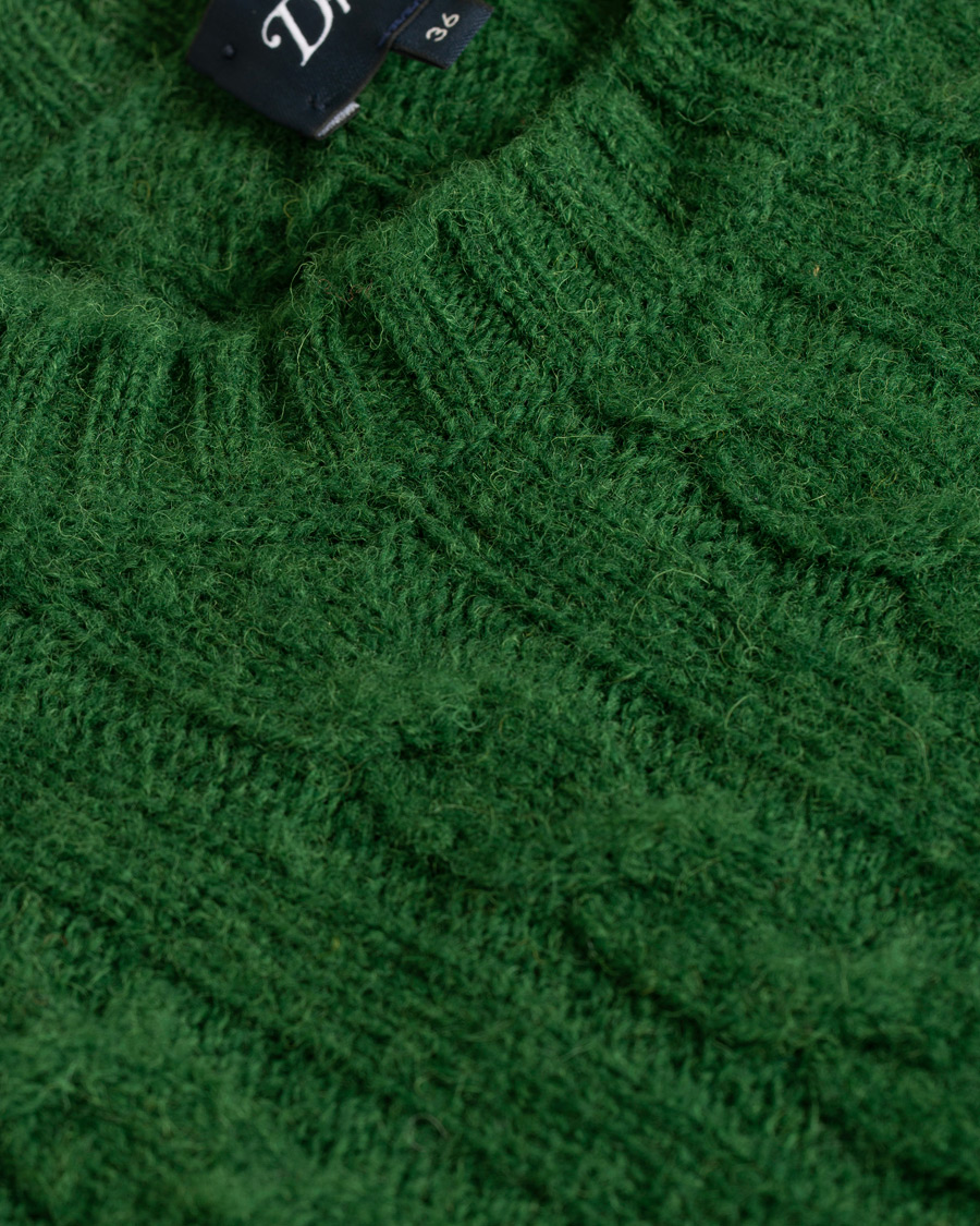 Herre | Gensere | Drake's | Shetland Cable Crew Neck Green