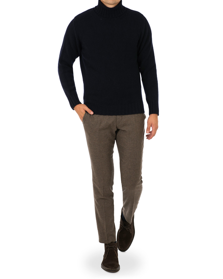 Herre | Gensere | Drake's | Lambswool Rollneck Navy