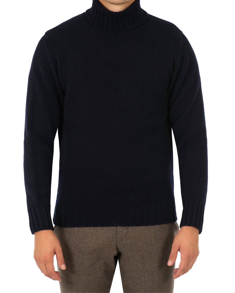 Herre | Gensere | Drake's | Lambswool Rollneck Navy