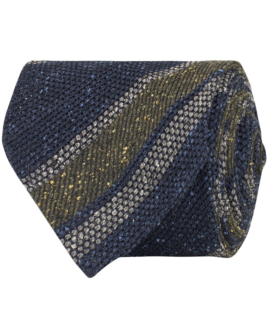 Herre | Drake's Wool/Silk Woven Stripe 8 cm Tie Navy | Drake's | Wool/Silk Woven Stripe 8 cm Tie Navy