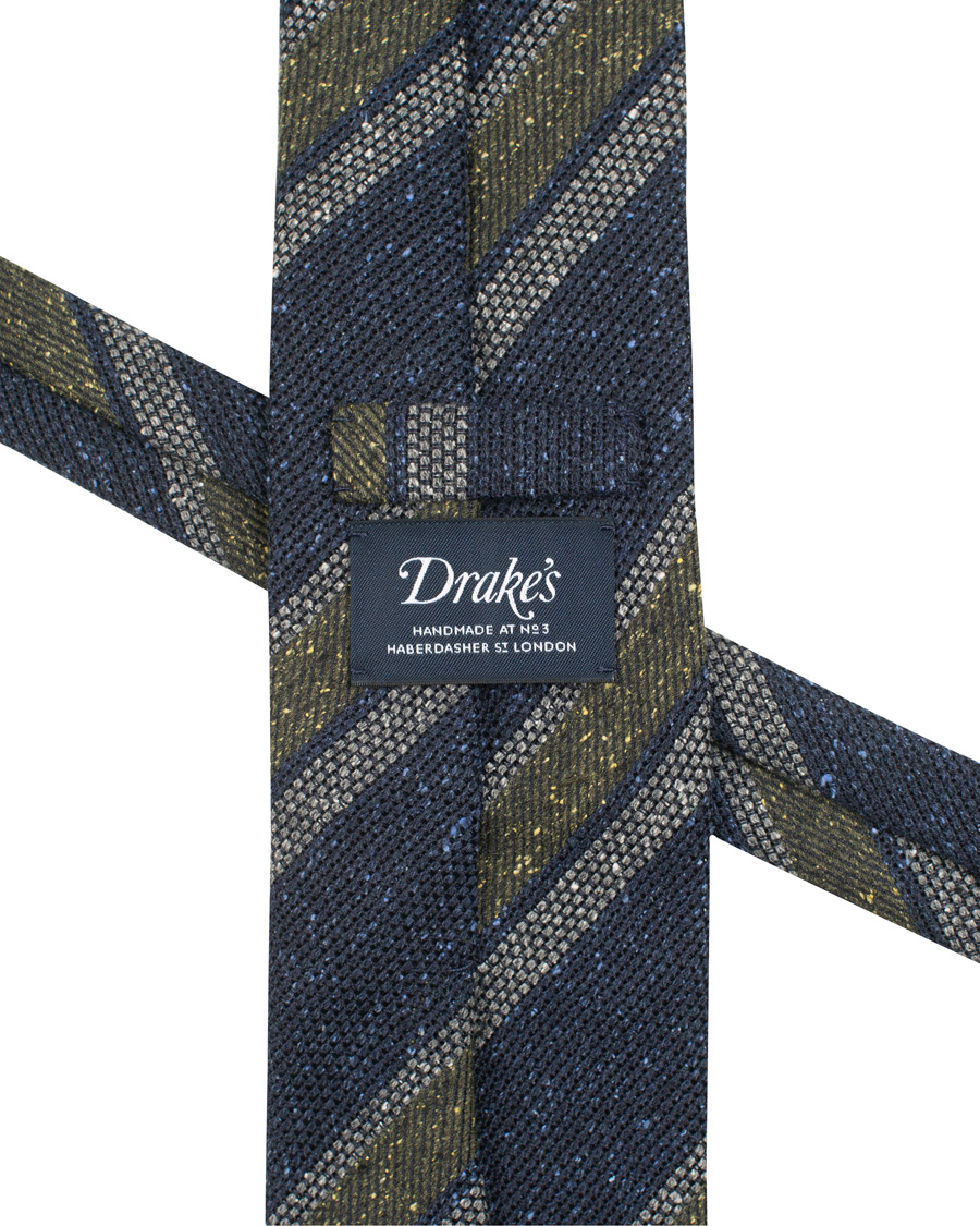 Herre | Drake's Wool/Silk Woven Stripe 8 cm Tie Navy | Drake's | Wool/Silk Woven Stripe 8 cm Tie Navy