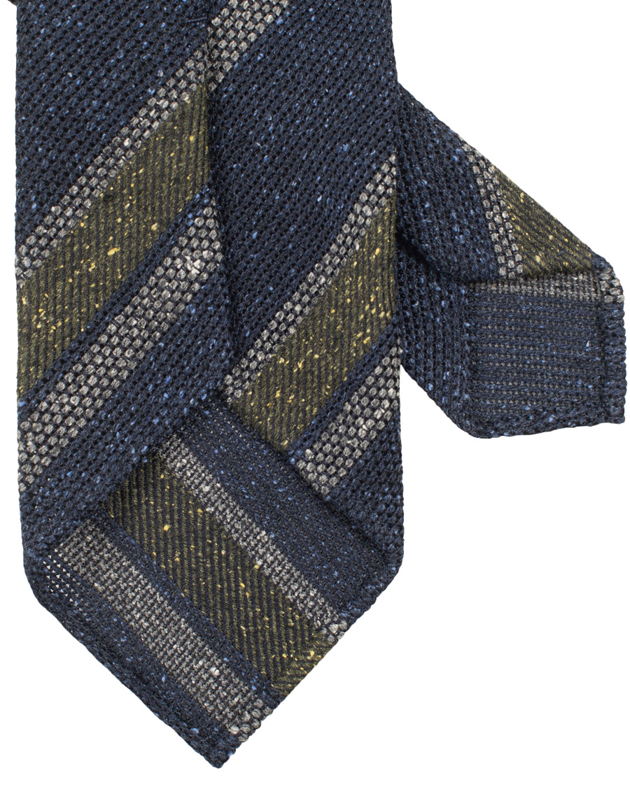 Herre | Drake's Wool/Silk Woven Stripe 8 cm Tie Navy | Drake's | Wool/Silk Woven Stripe 8 cm Tie Navy