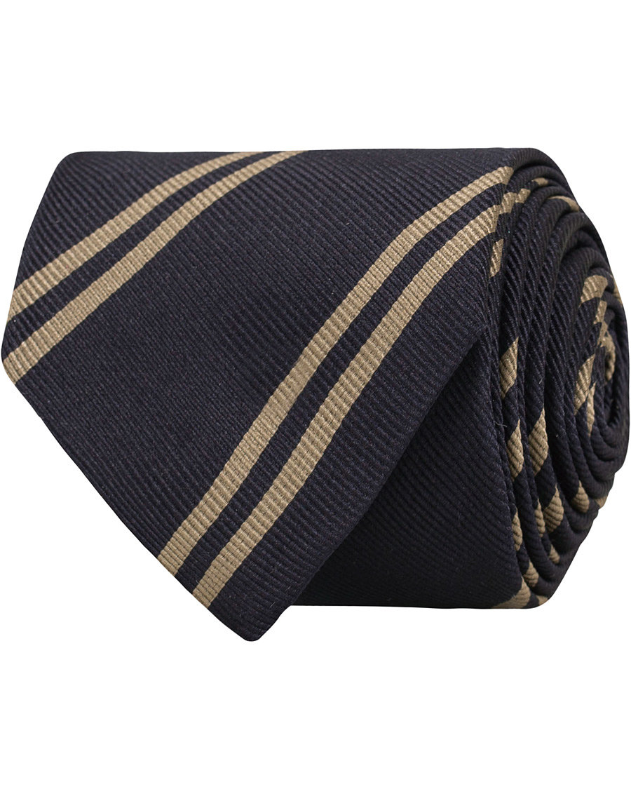 Herre | Drake's Silk Stripe 8 cm Tie Navy | Drake's | Silk Stripe 8 cm Tie Navy