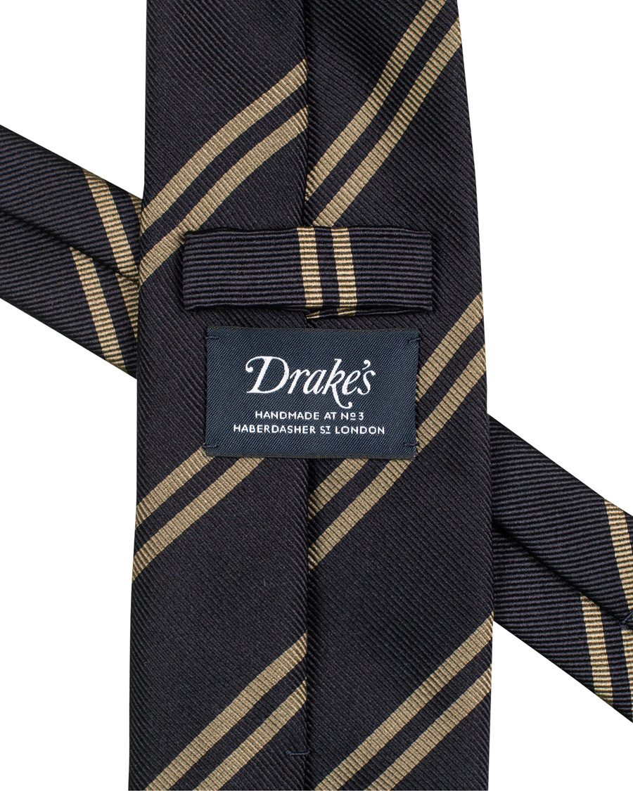 Herre | Drake's Silk Stripe 8 cm Tie Navy | Drake's | Silk Stripe 8 cm Tie Navy