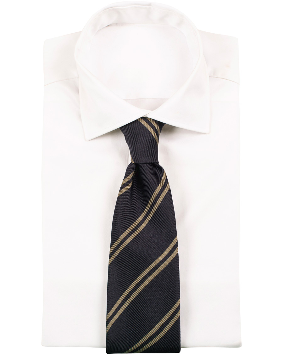 Herre | Drake's Silk Stripe 8 cm Tie Navy | Drake's | Silk Stripe 8 cm Tie Navy