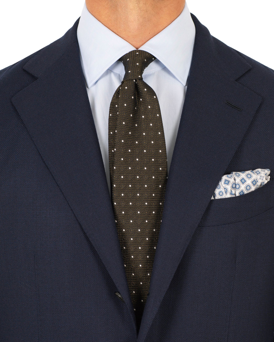 Herre | Drake's Silk Grenadine Woven Dot 8 cm Tie Brown | Drake's | Silk Grenadine Woven Dot 8 cm Tie Brown