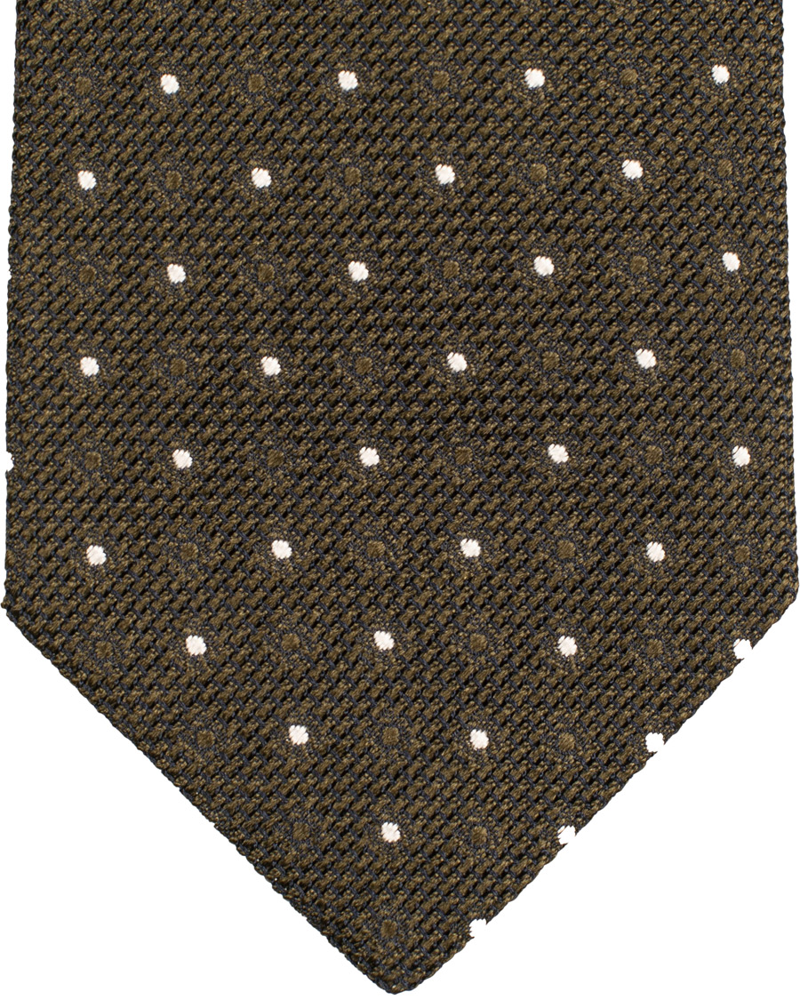 Herre | Drake's Silk Grenadine Woven Dot 8 cm Tie Brown | Drake's | Silk Grenadine Woven Dot 8 cm Tie Brown