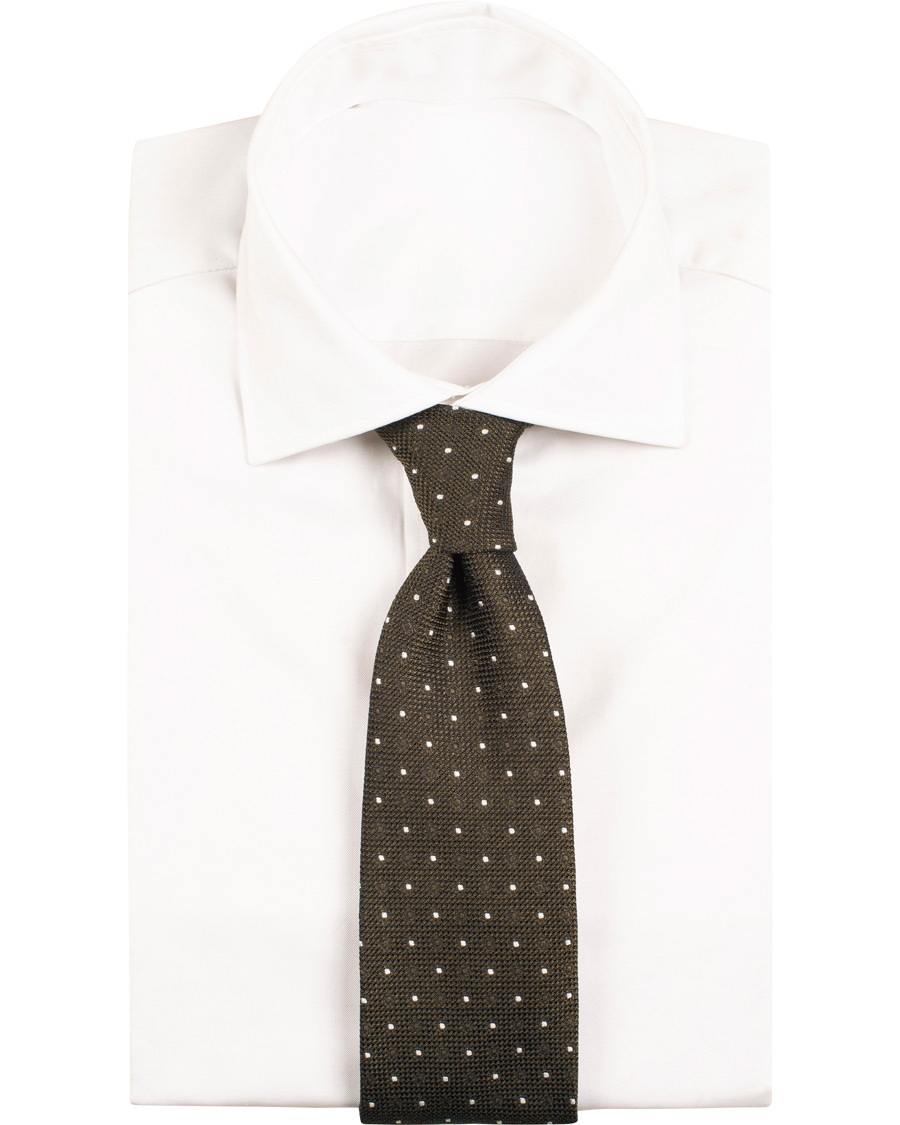 Herre | Drake's Silk Grenadine Woven Dot 8 cm Tie Brown | Drake's | Silk Grenadine Woven Dot 8 cm Tie Brown