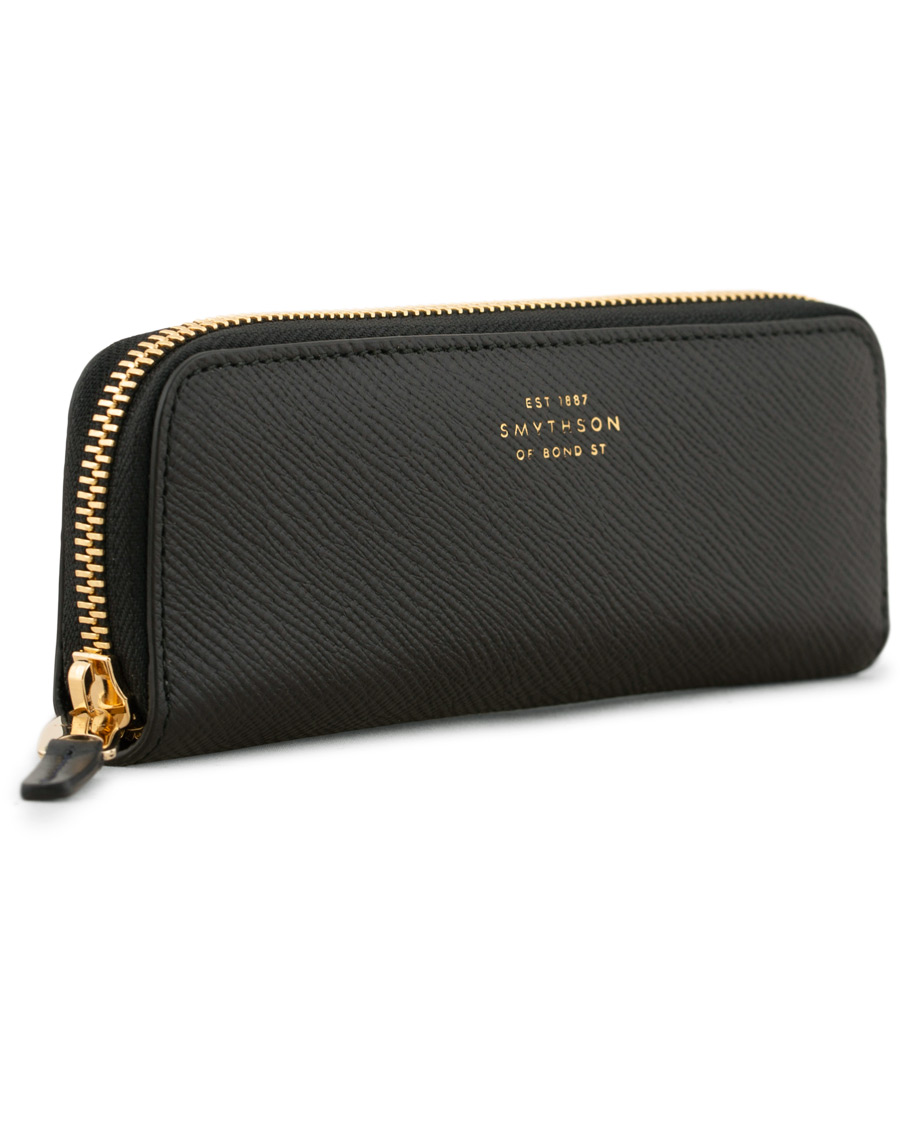 Herre | Smythson Panama Double Pencil Case Black | Smythson | Panama Double Pencil Case Black