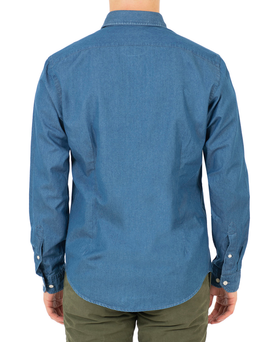 Herre | Skjorter | Eton | Contemporary Fit Chambray Cut Away Shirt Indigo