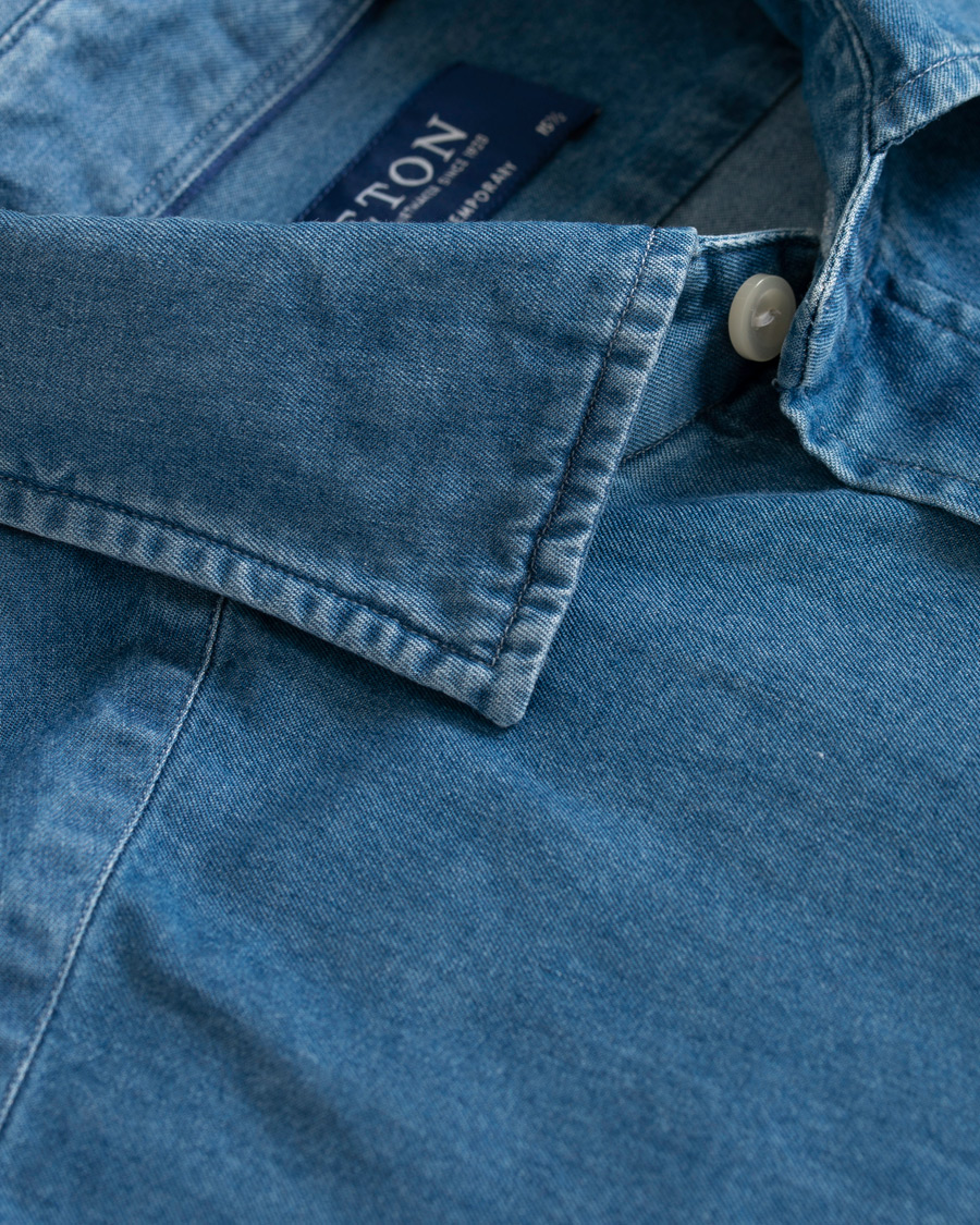 Herre | Skjorter | Eton | Contemporary Fit Chambray Cut Away Shirt Indigo