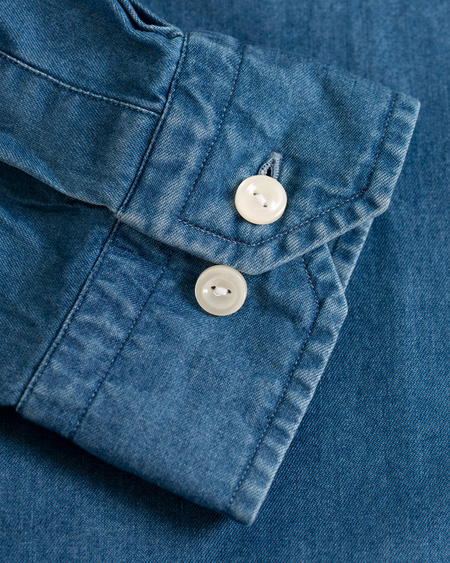 Herre | Skjorter | Eton | Contemporary Fit Chambray Cut Away Shirt Indigo