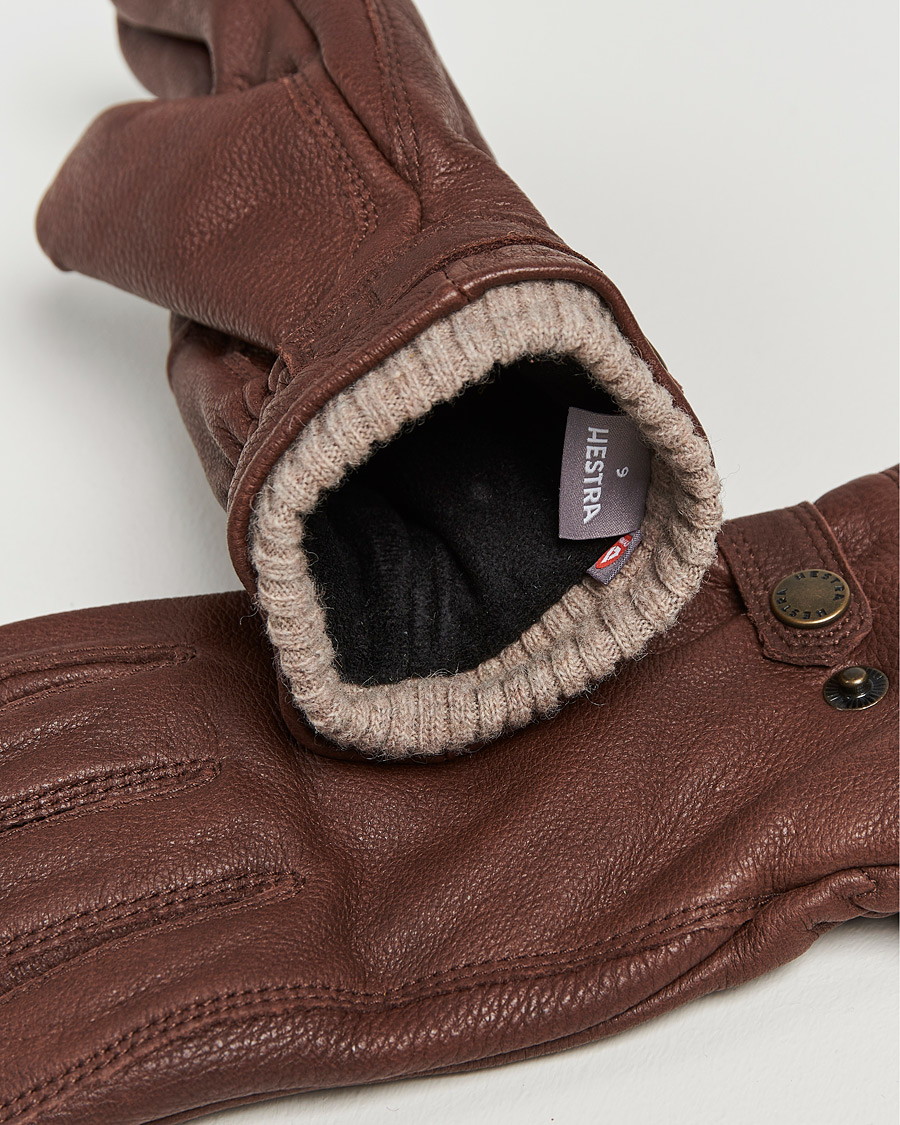 Herre | Varmende tilbehør | Hestra | Utsjö Fleece Liner Buckle Elkskin Glove Chestnut