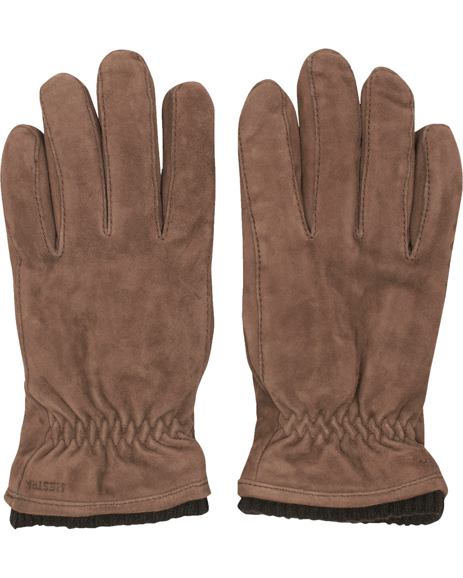 Herre | Hestra Nathan Goat Suede Prima Loft Glove Brown | Hestra | Nathan Goat Suede Prima Loft Glove Brown
