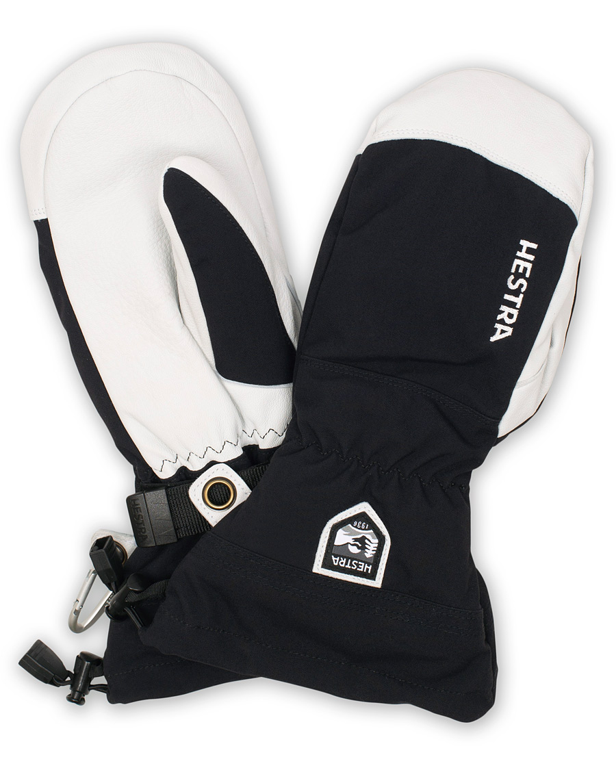 Herre | Hestra Army Leather Heli Ski Mittens Black/White | Hestra | Army Leather Heli Ski Mittens Black/White