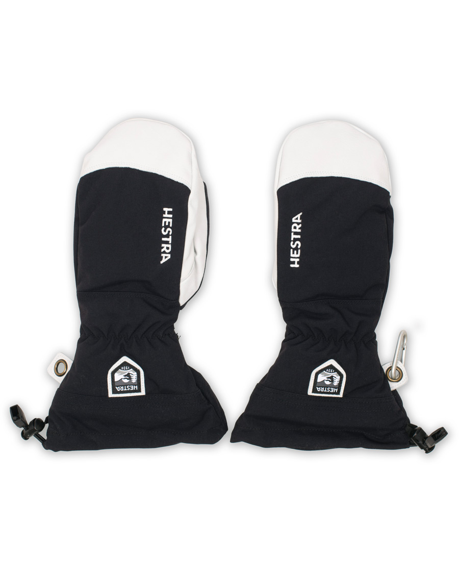 Herre | Hestra Army Leather Heli Ski Mittens Black/White | Hestra | Army Leather Heli Ski Mittens Black/White