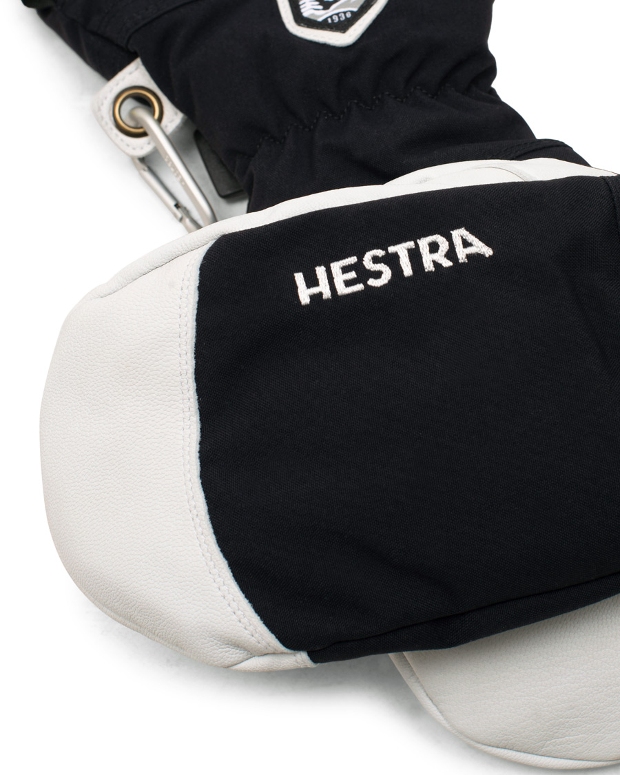 Herre | Hestra Army Leather Heli Ski Mittens Black/White | Hestra | Army Leather Heli Ski Mittens Black/White