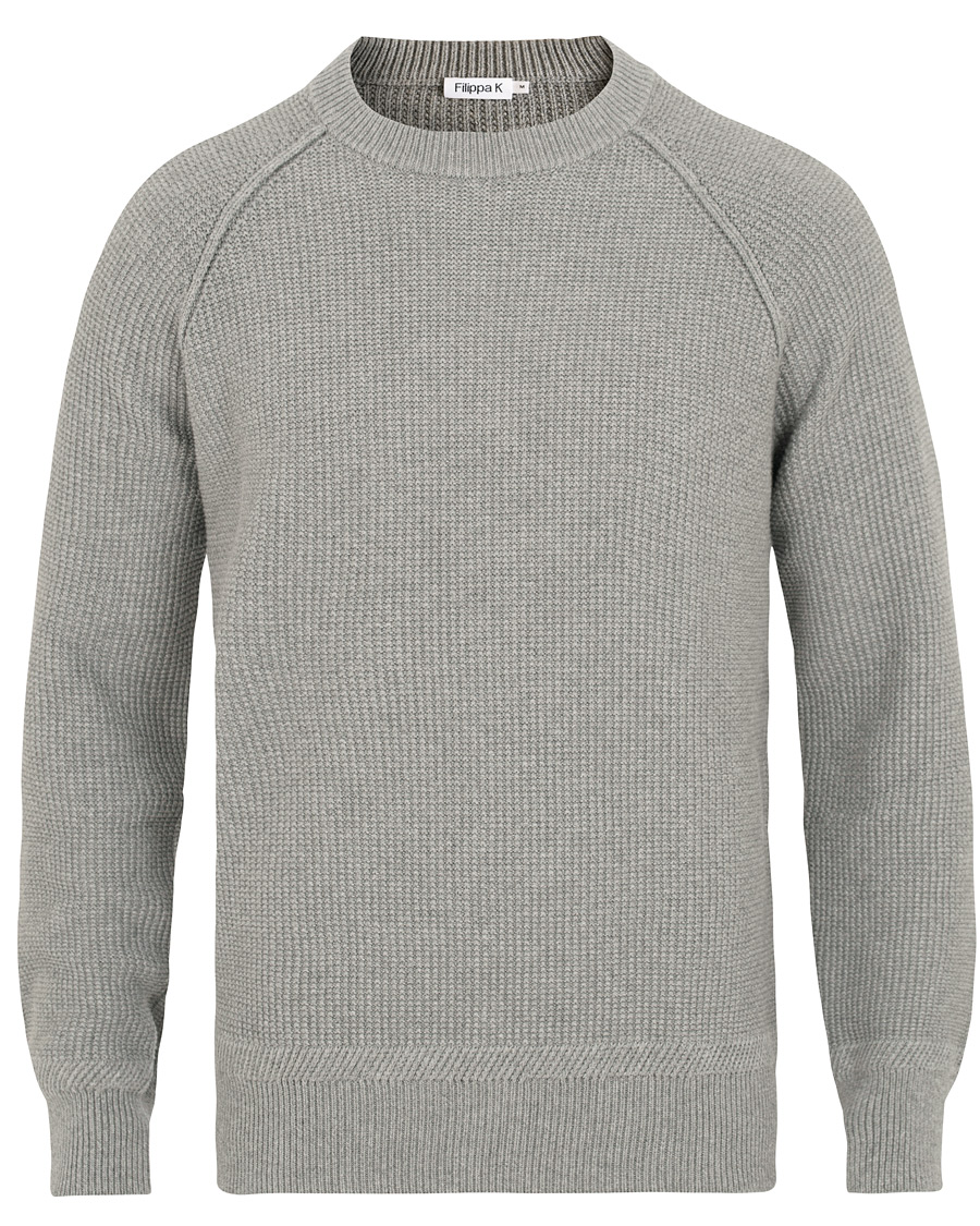 Herre | Gensere | Filippa K | Cotton Texture R Neck Sweater Grey Melange