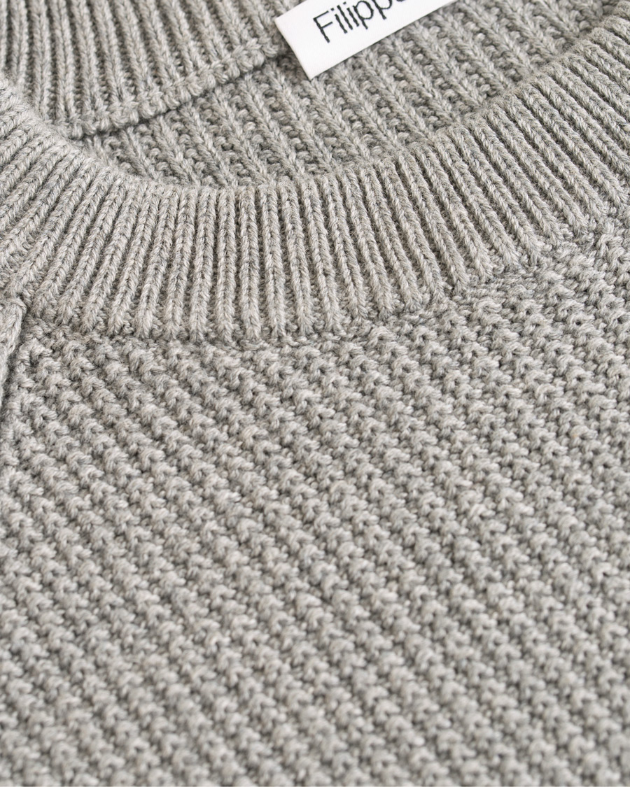 Herre | Gensere | Filippa K | Cotton Texture R Neck Sweater Grey Melange