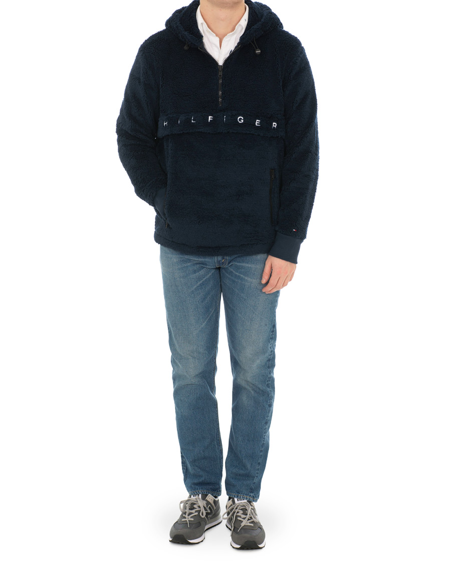 tommy hilfiger oversized teddy hoodie navy