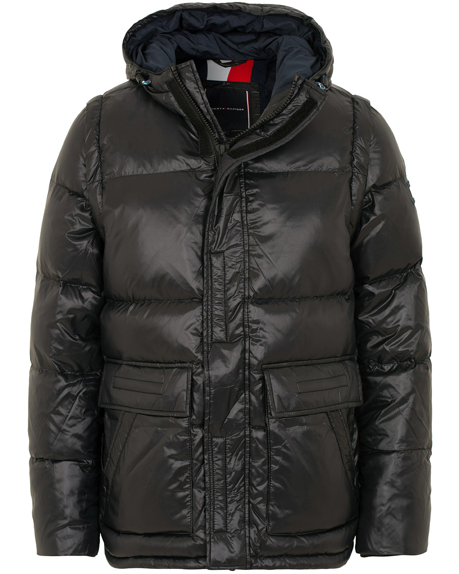 Herre | Jakker | Tommy Hilfiger | Shiny Hooded Down Jacket Jet Black