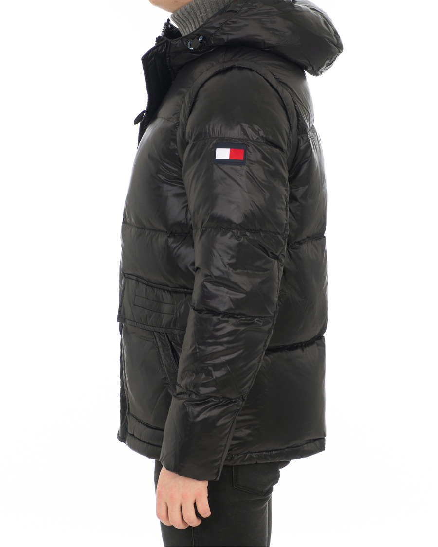 Herre | Jakker | Tommy Hilfiger | Shiny Hooded Down Jacket Jet Black