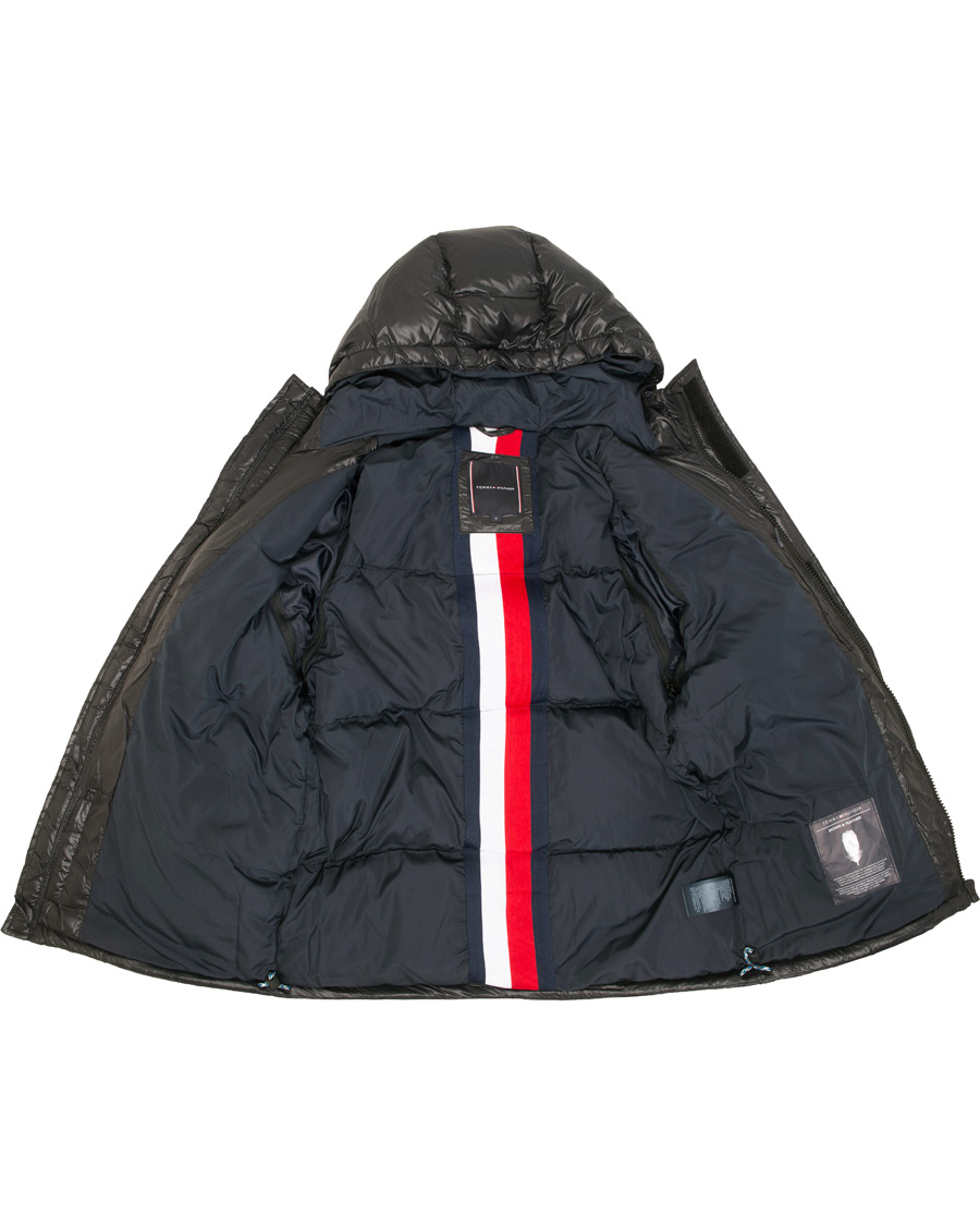 Herre | Jakker | Tommy Hilfiger | Shiny Hooded Down Jacket Jet Black