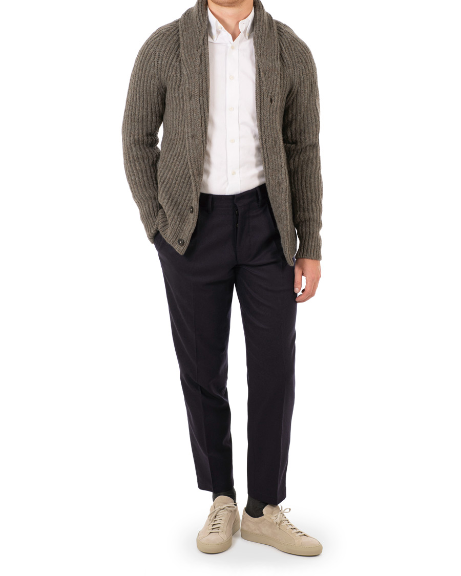 Herre | Gensere | Massimo Alba | Josh Wool/Alpaca Shawl Cardigan Stone Melange