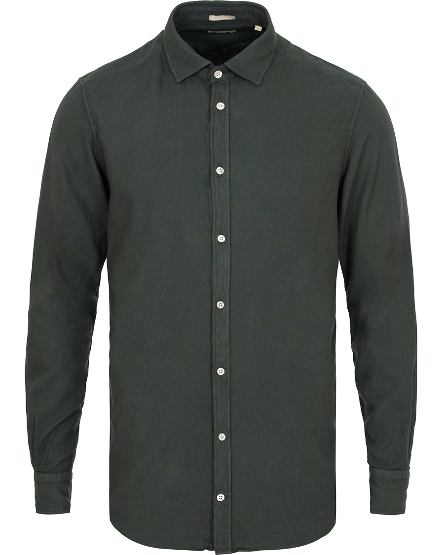 Herre | Skjorter | Massimo Alba | Genova Slim Fit Light Flannel Shirt Bottle Green