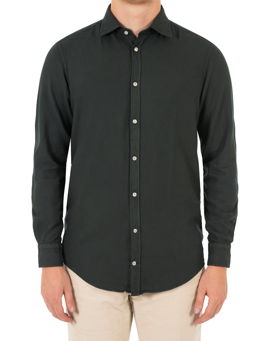 Herre | Skjorter | Massimo Alba | Genova Slim Fit Light Flannel Shirt Bottle Green